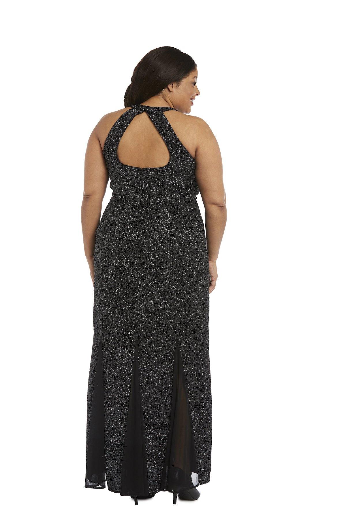Nightway Long Plus Size Glitter Knit Dress 21555W