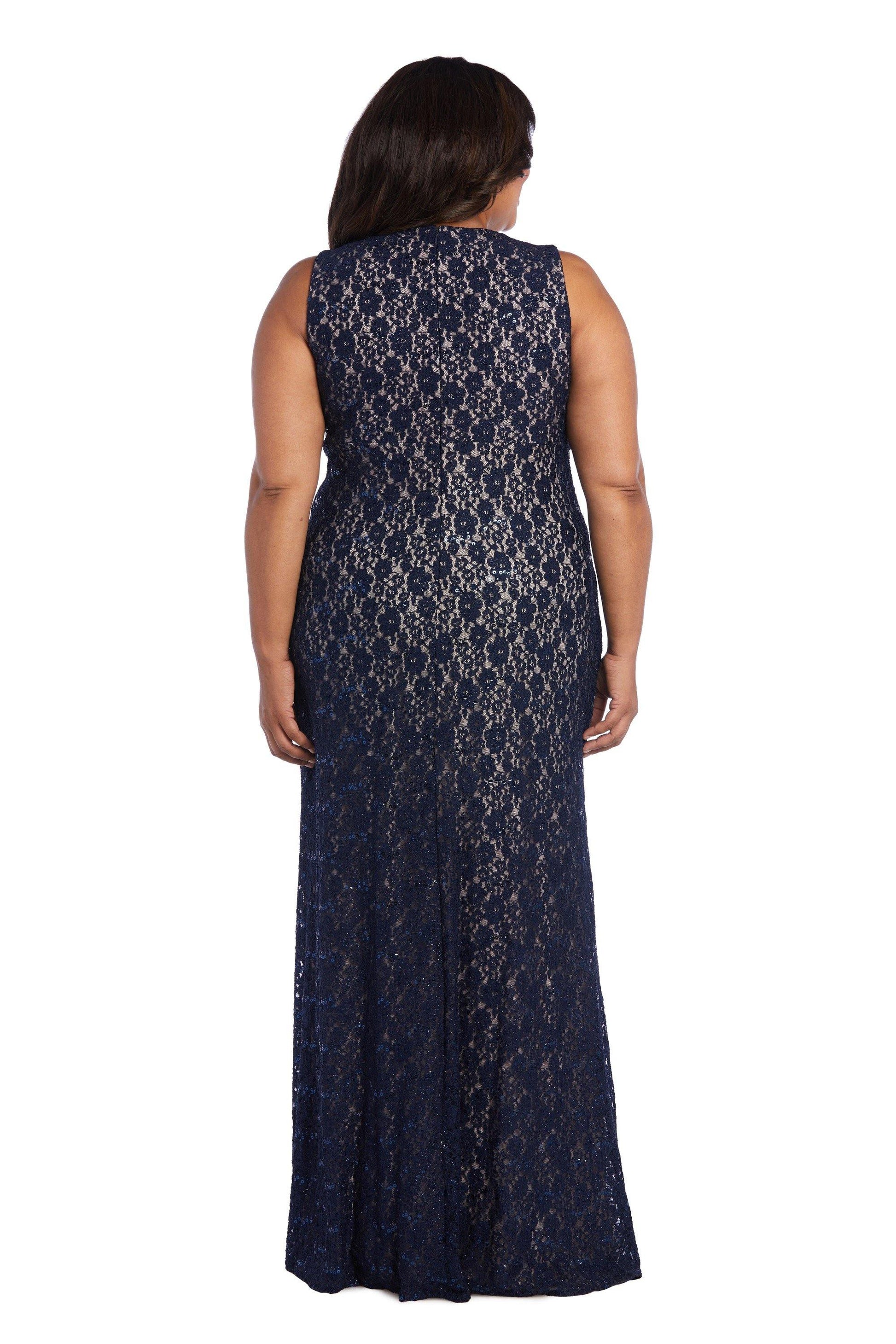 Nightway Long Plus Size Glitter Lace Dress 21547W