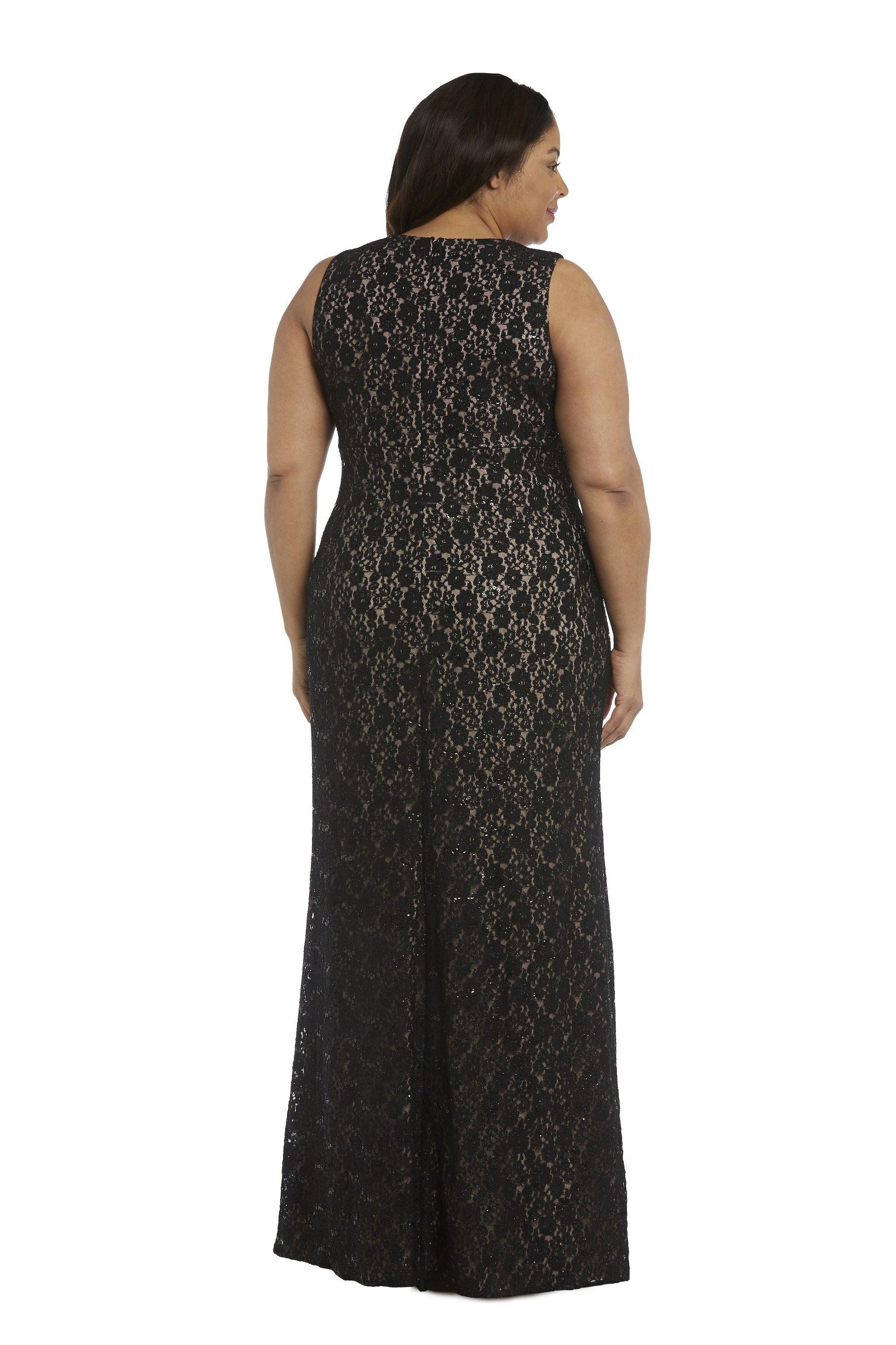 Nightway Long Plus Size Glitter Lace Dress 21547W