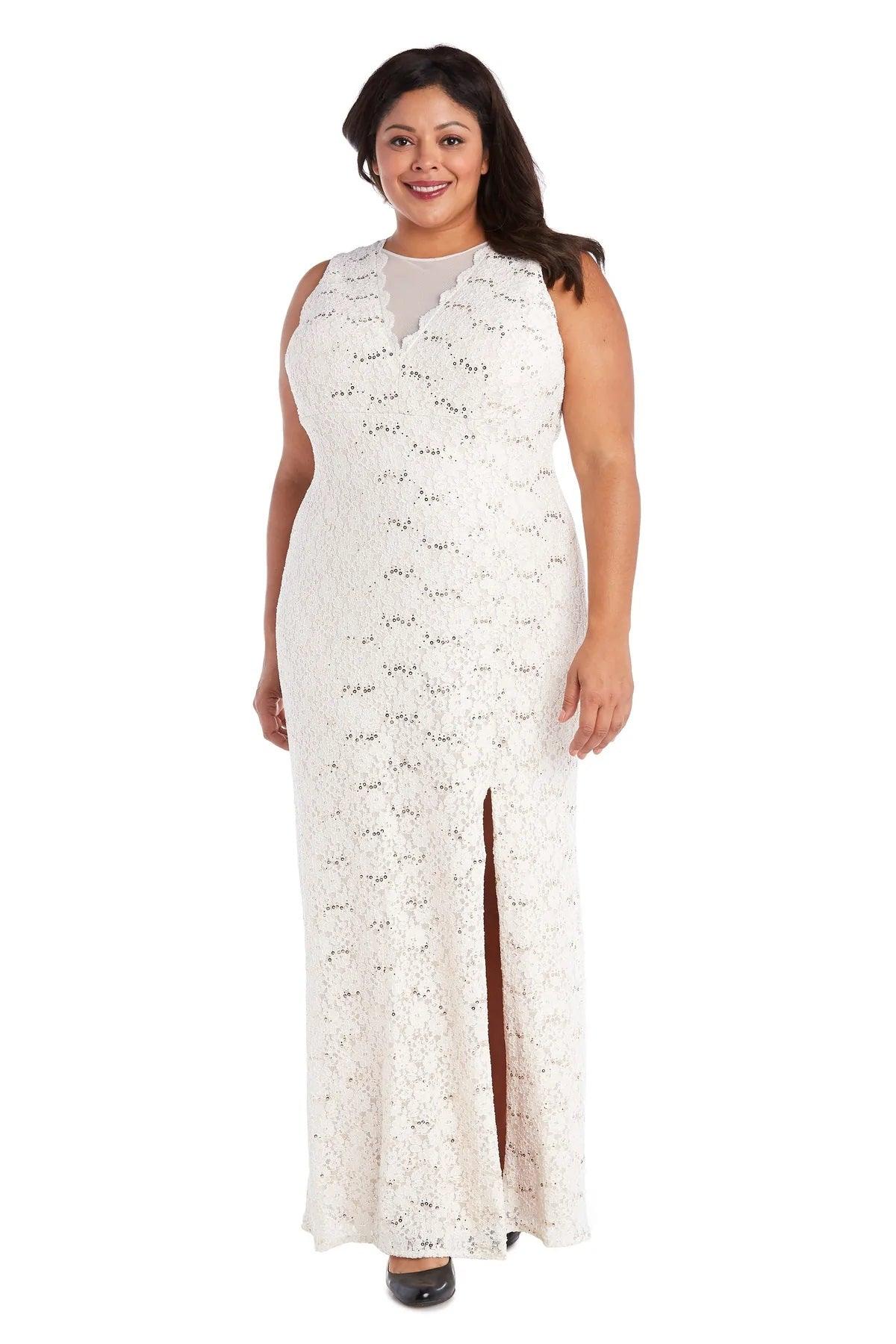 Nightway Long Plus Size Glitter Lace Dress 21547W - The Dress Outlet