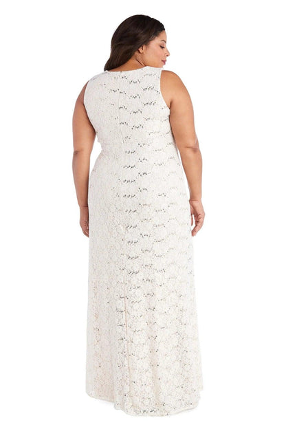 Nightway Long Plus Size Glitter Lace Dress 21547W - The Dress Outlet