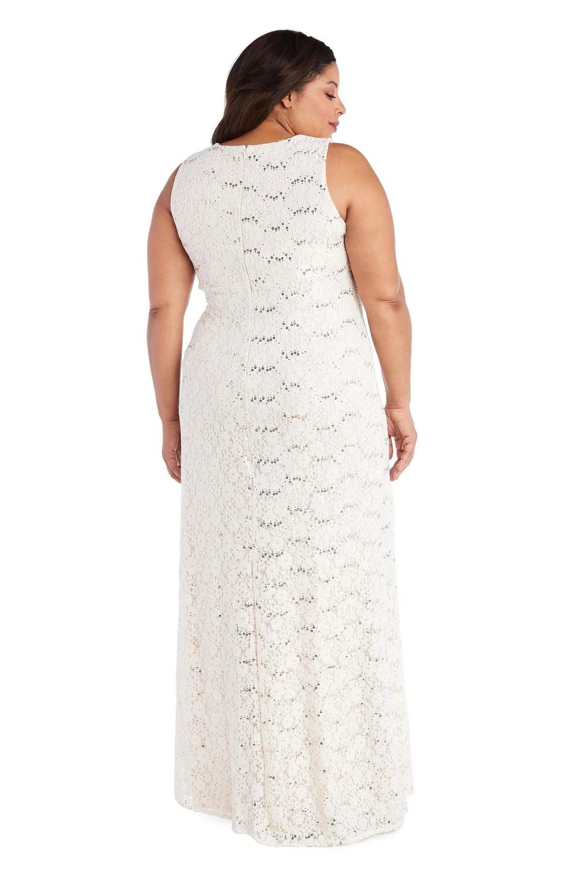 Nightway Long Plus Size Glitter Lace Dress 21547W