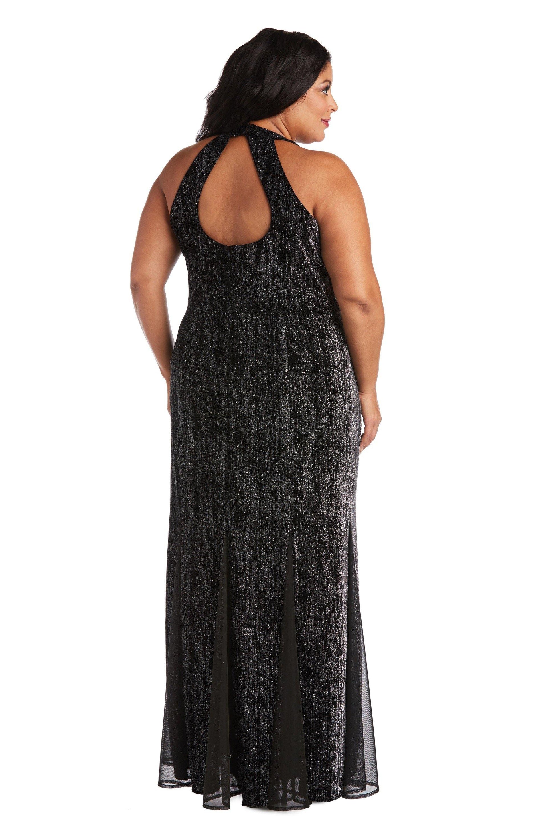 Nightway Long Plus Size Glitter Velvet Gown 21996W