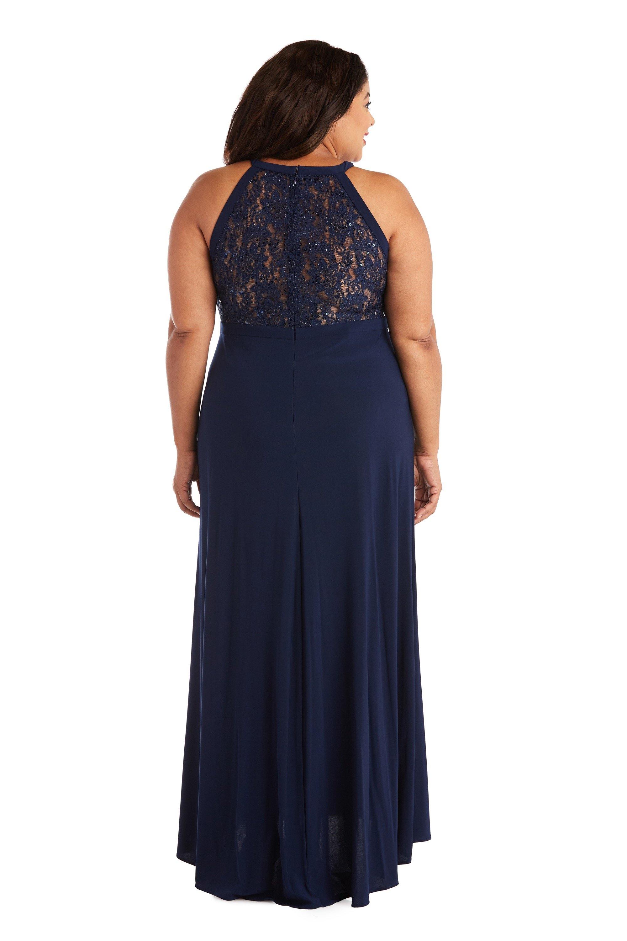 Nightway Plus Size Long Formal Halter Gown 21434WM - The Dress Outlet