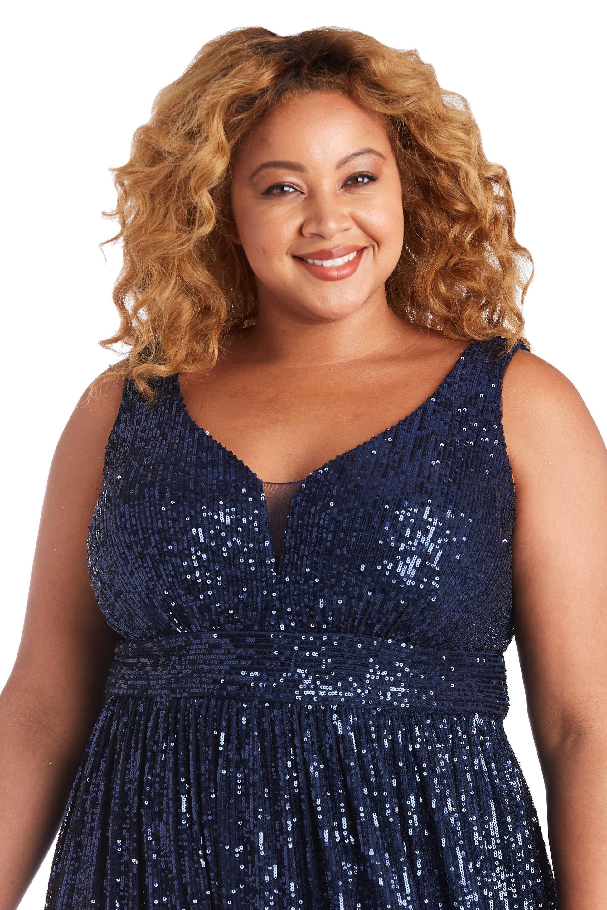 Nightway Plus Size Long Formal Sequins Gown 21923W