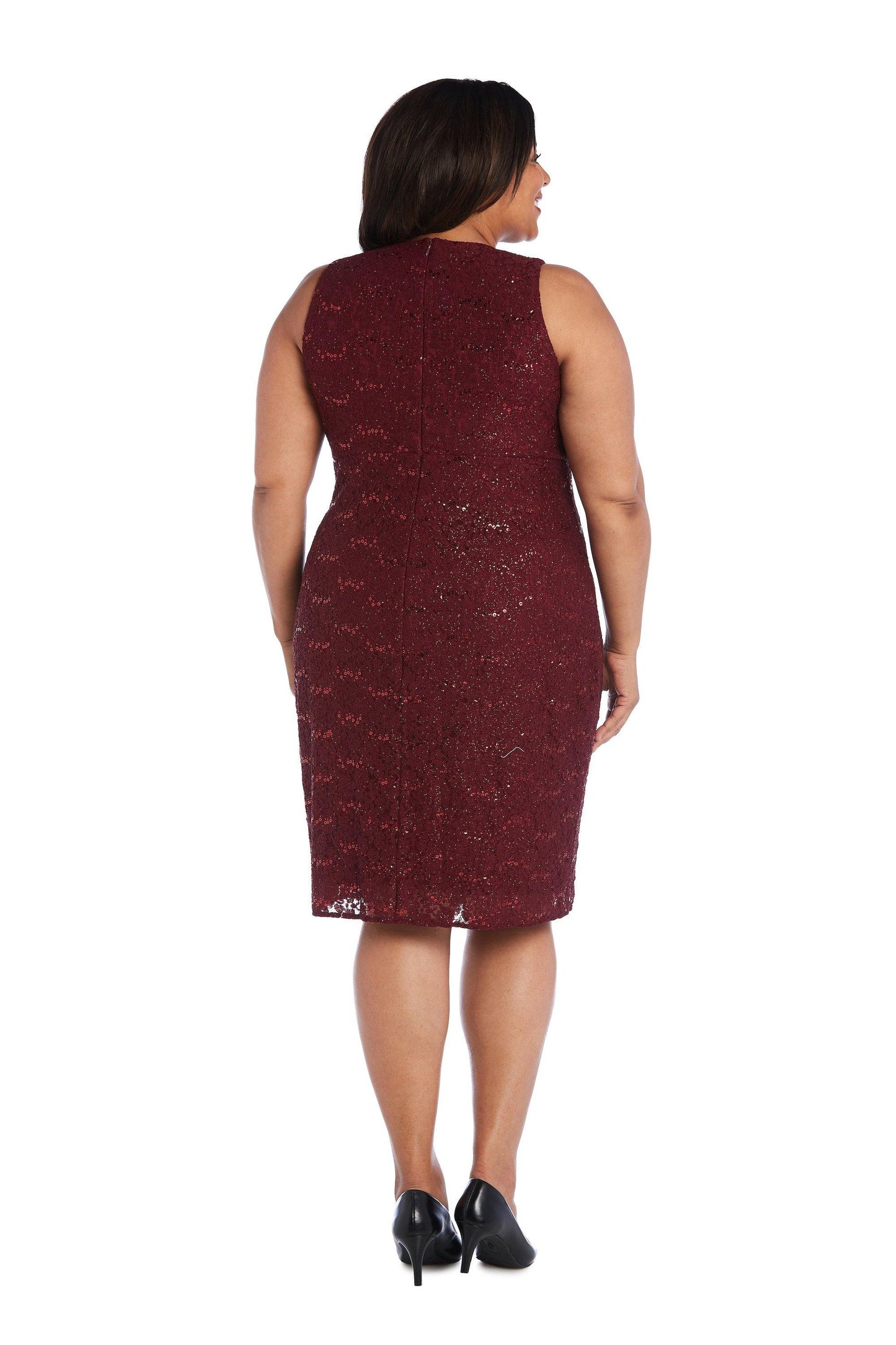 Nightway Short Plus Size Cocktail Lace Dress 21500W - The Dress Outlet