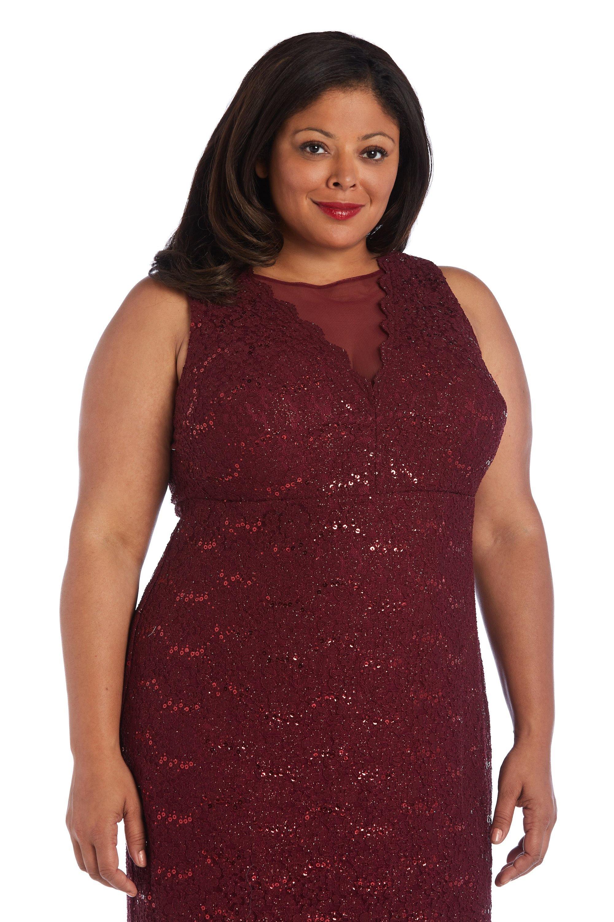 Nightway Short Plus Size Cocktail Lace Dress 21500W - The Dress Outlet