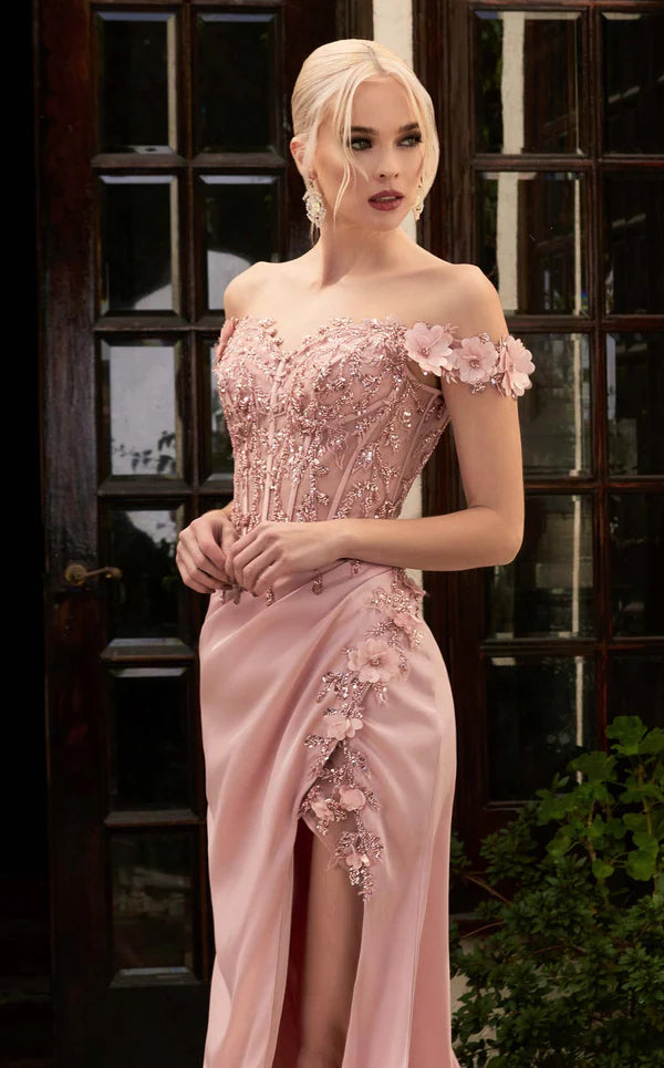 Prom Dresses Long Corset Off-Shoulder Prom Dress Gown Blush
