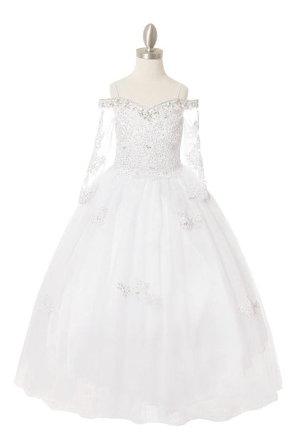 Off Shoulder Flower Girl Dress Ball Gown - The Dress Outlet Cinderella Couture