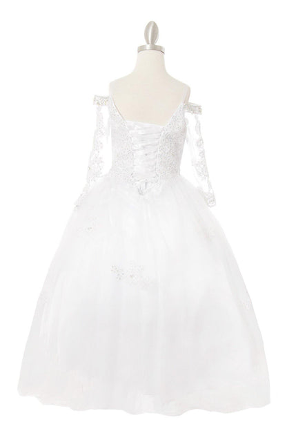 Off Shoulder Flower Girl Dress Ball Gown - The Dress Outlet Cinderella Couture