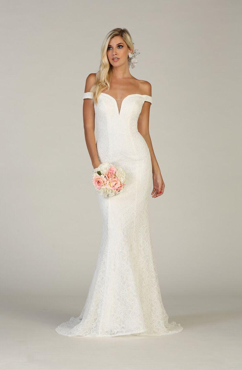 Off Shoulder Lace Mermaid Prom Gown - The Dress Outlet May Queen