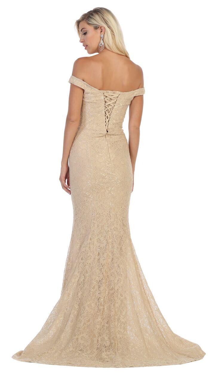 Off Shoulder Lace Mermaid Prom Gown - The Dress Outlet May Queen