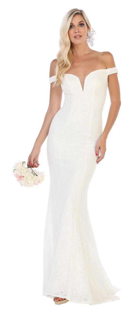 Off Shoulder Lace Mermaid Prom Gown - The Dress Outlet May Queen