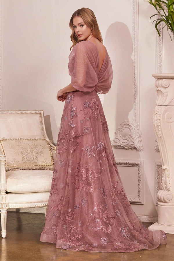 Cinderella Divine OC008 Off Shoulder Long Formal Dress Dusty Rose