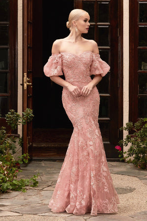 Cinderella Divine CD959 Off Shoulder Mermaid Long Prom Gown Sale