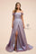 Off  Shoulder Metallic Glitter Prom Long Ball Gown - The Dress Outlet Nox Anabel