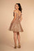 Off-the-Shoulder Glitter Mesh Short Dress - The Dress Outlet Elizabeth K