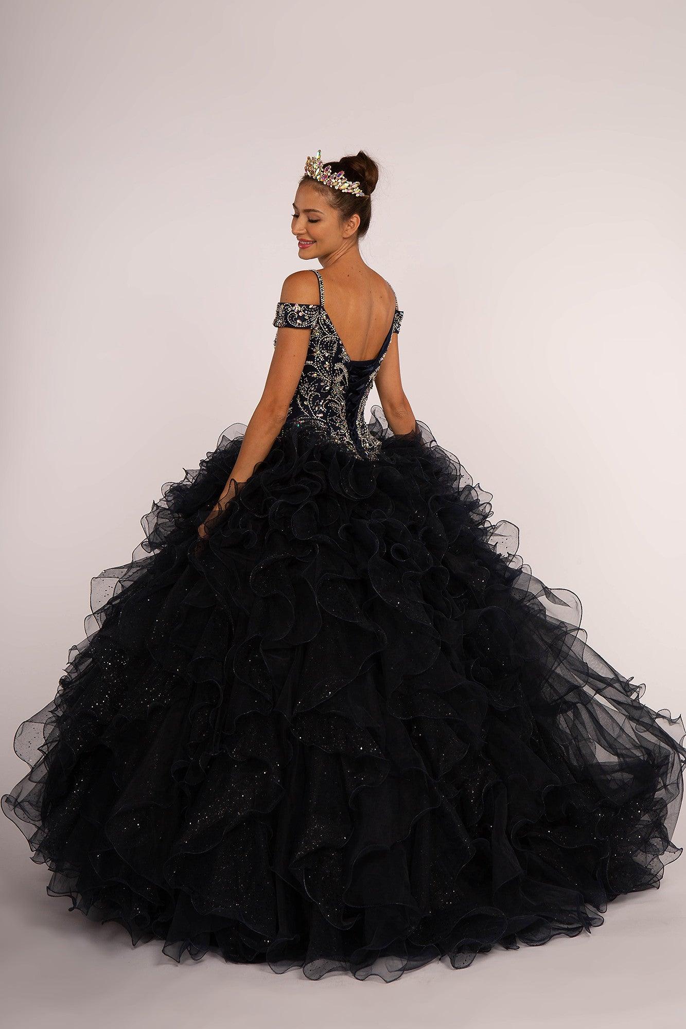 Off The Shoulder Quinceanera Long Ball Gown - The Dress Outlet Elizabeth K