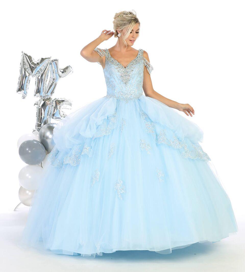 Off the Shoulder Quinceanera Sweet 16 Ball Gown - The Dress Outlet May Queen