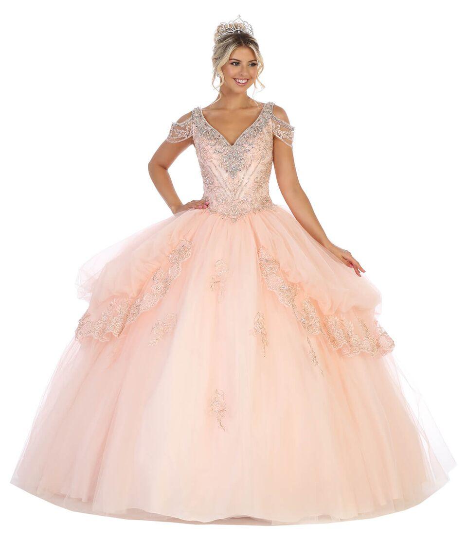 Off the Shoulder Quinceanera Sweet 16 Ball Gown - The Dress Outlet May Queen