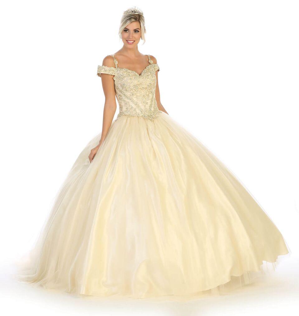 Off The Shoulder Sweet 16 Quinceanera Ball Gown - The Dress Outlet May Queen