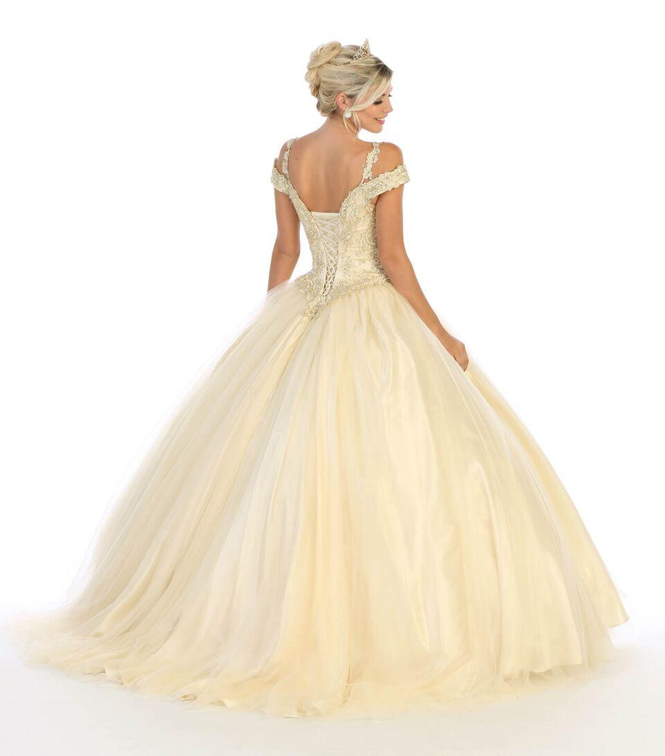 Off The Shoulder Sweet 16 Quinceanera Ball Gown - The Dress Outlet May Queen