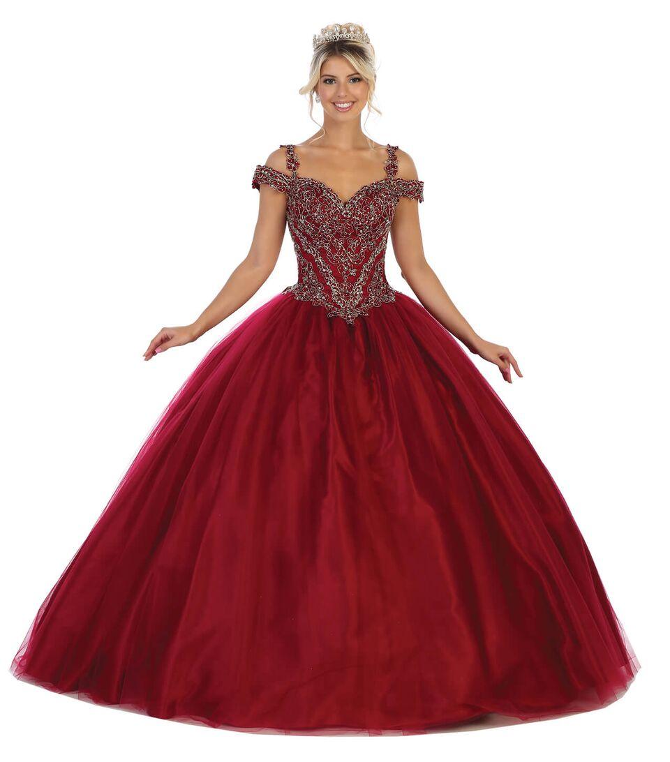 Off The Shoulder Sweet 16 Quinceanera Ball Gown - The Dress Outlet May Queen