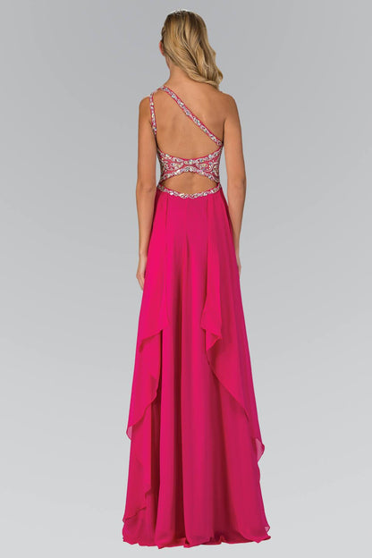 One Shoulder Chiffon Long Prom Dress Formal - The Dress Outlet Elizabeth K