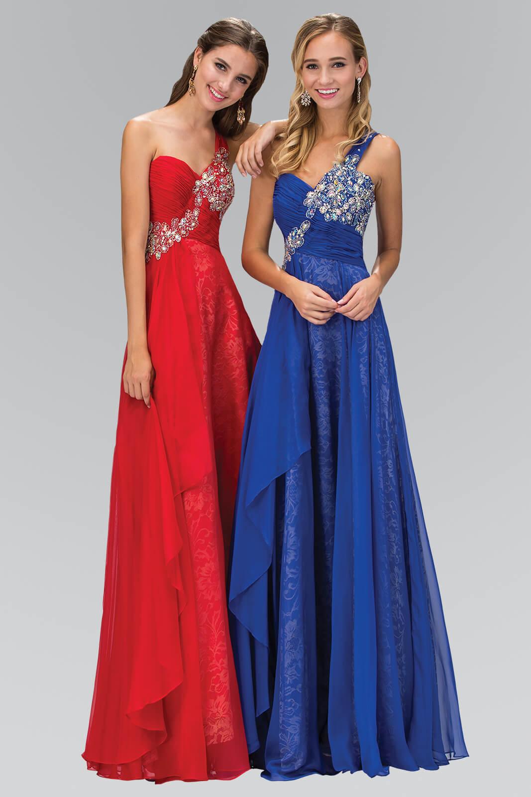 GLS One Shoulder Lace Long Prom Dress - Tiffany Color - Size M - Formal A-Line with Beadwork GLS One Shoulder Lace Long Prom Dress - Tiffany Color - Size M - Formal A-Line with Beadwork