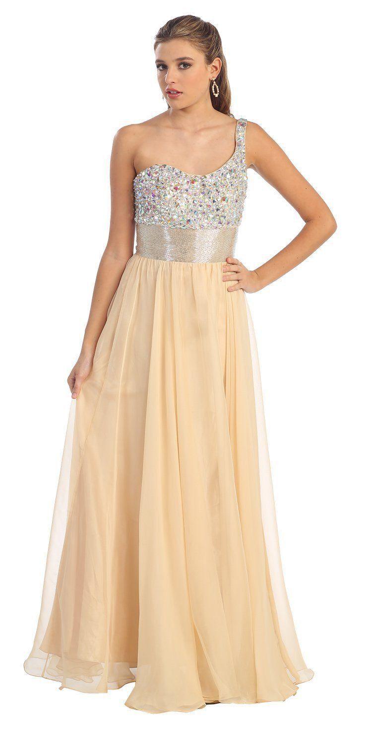 One Shoulder  Prom Plus Size Formal Special Occasion Dress - The Dress Outlet May Queen
