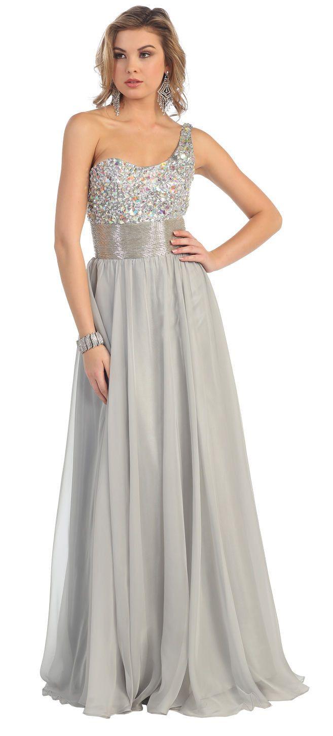 One Shoulder  Prom Plus Size Formal Special Occasion Dress - The Dress Outlet May Queen