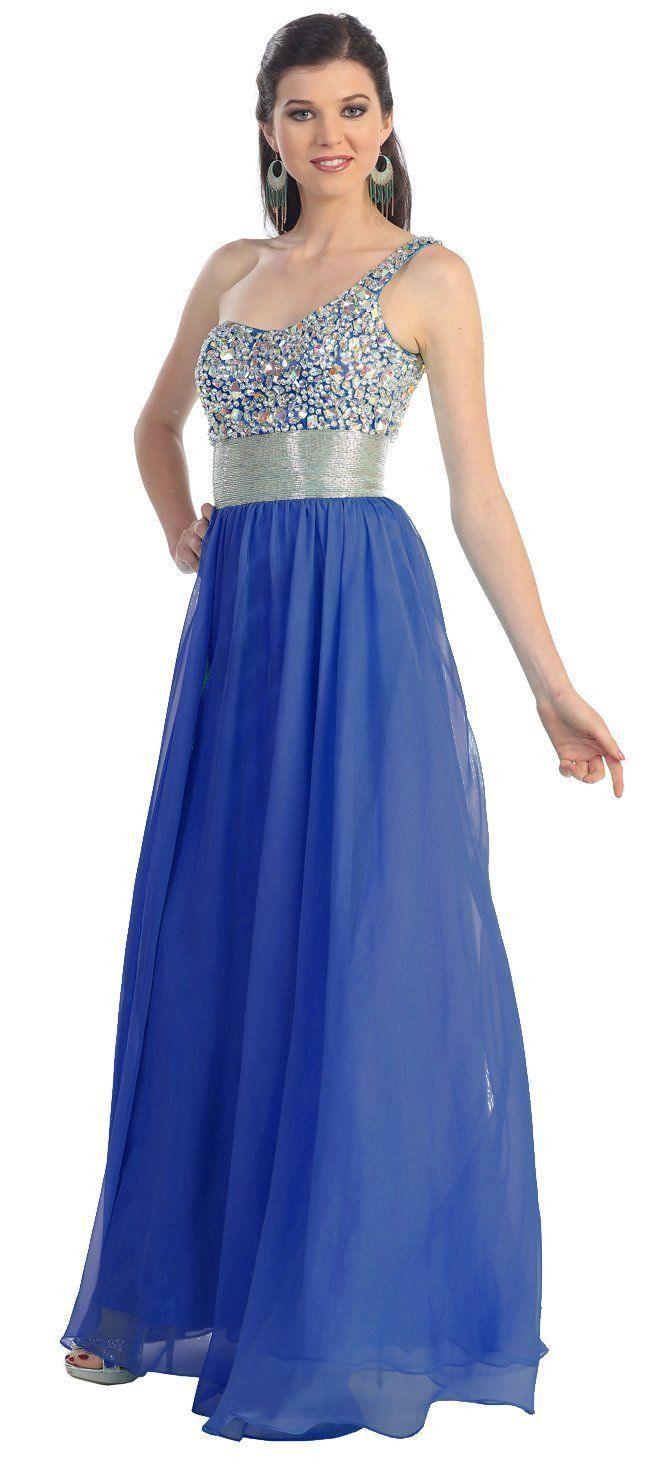 One Shoulder  Prom Plus Size Formal Special Occasion Dress - The Dress Outlet May Queen