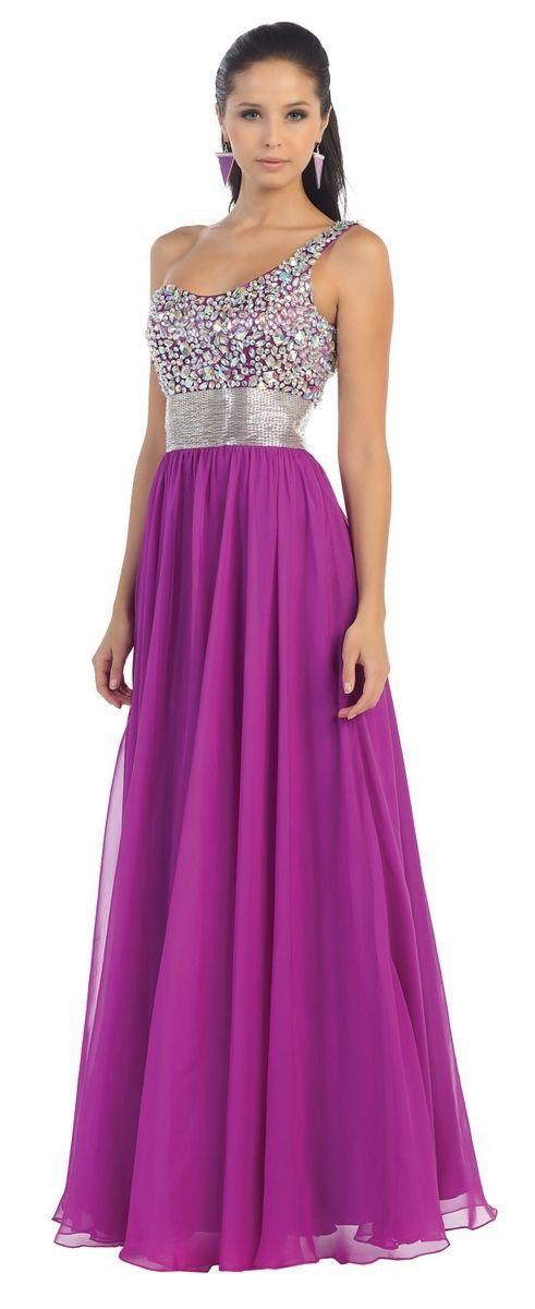 One Shoulder  Prom Plus Size Formal Special Occasion Dress - The Dress Outlet May Queen
