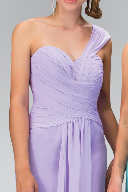 One Shoulder Ruched Long Prom Dress Fomal - The Dress Outlet Elizabeth K