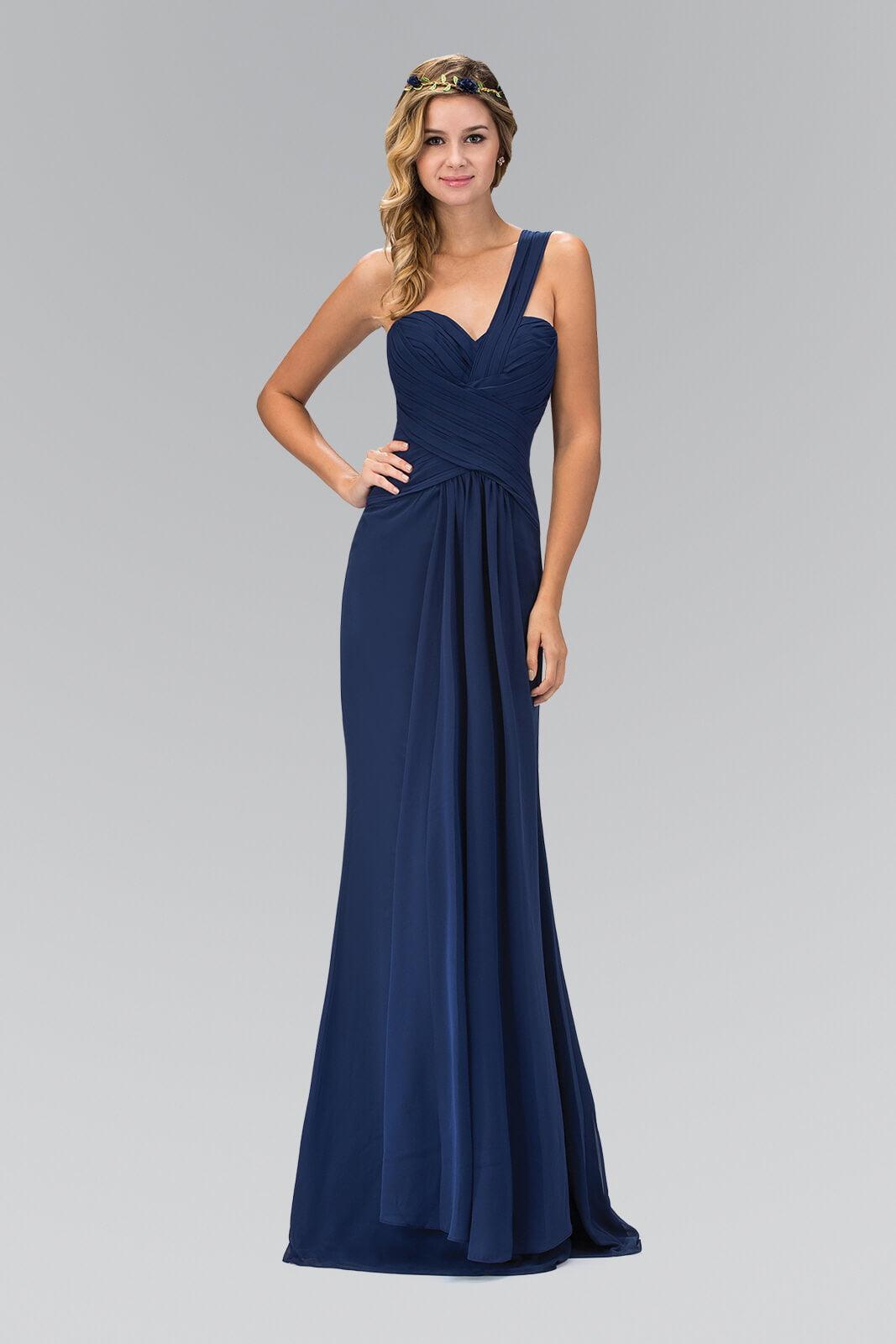 One Shoulder Ruched Long Prom Dress Fomal - The Dress Outlet Elizabeth K