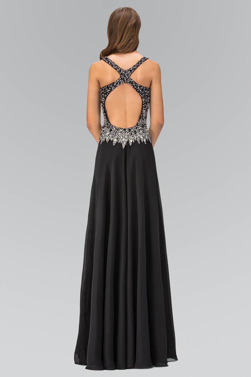 Open Back Prom Chiffon Long Dress Formal