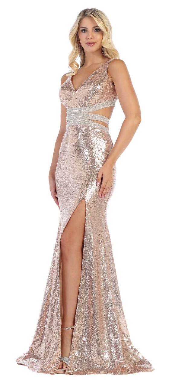 Open Back Sequins Prom Dress Formal Evening Gown - The Dress Outlet May Queen