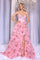 Prom Dresses Long Formal Corset Floral Print Prom Dress Pink