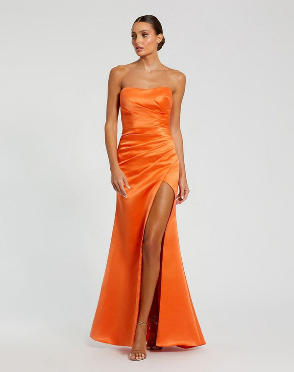 Pleated Prom Dress Long Fitted Slit Mac Duggal 11653