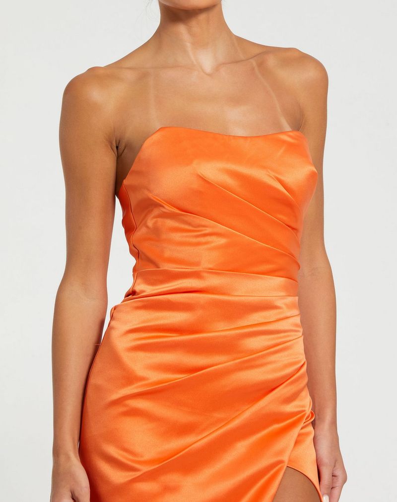 Mac Duggal 11653 Pleated Prom Long Fitted Slit Formal Dress