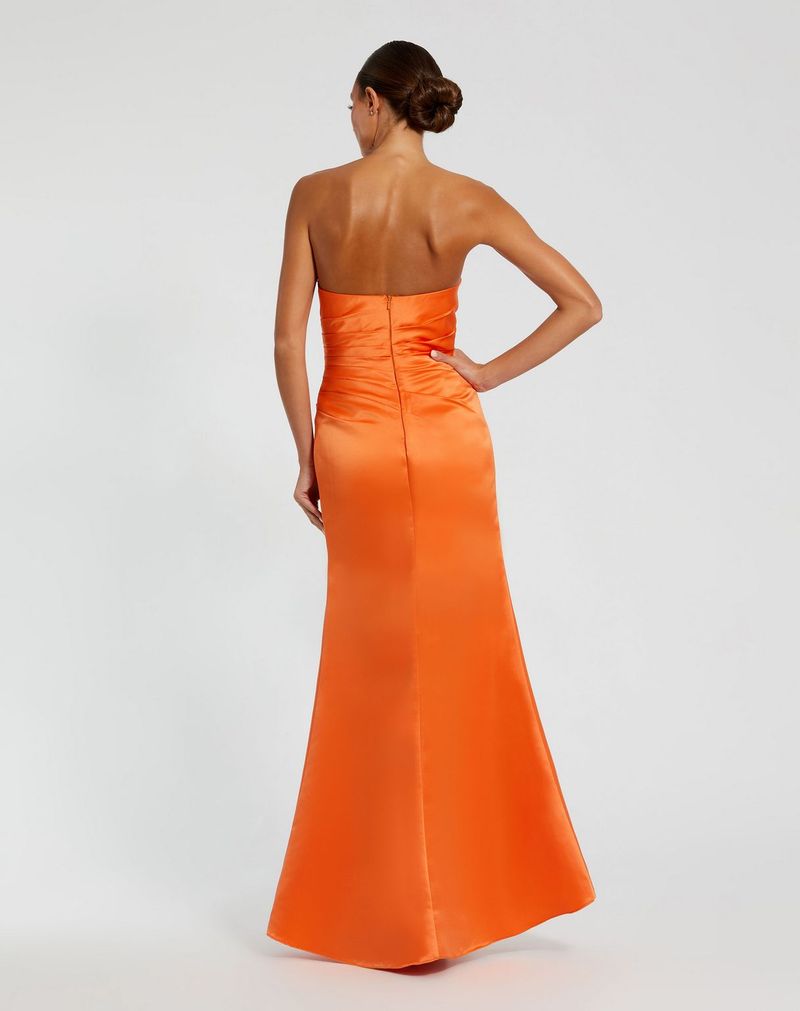 Mac Duggal 11653 Pleated Prom Long Fitted Slit Formal Dress