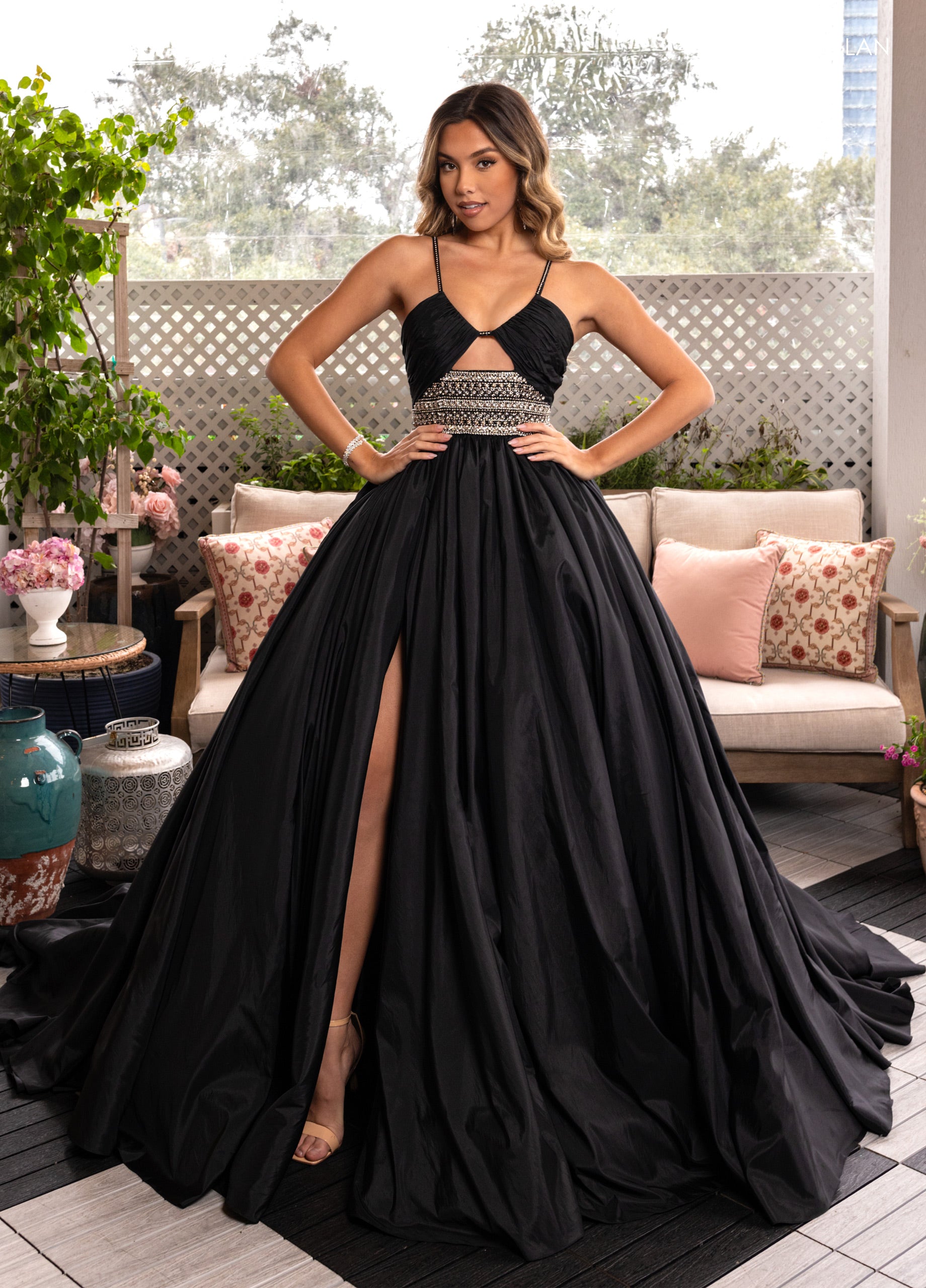 black elegant prom dresses Elegant Long Black One Shoulder Sleeveless Lace Prom Dresses With Sit