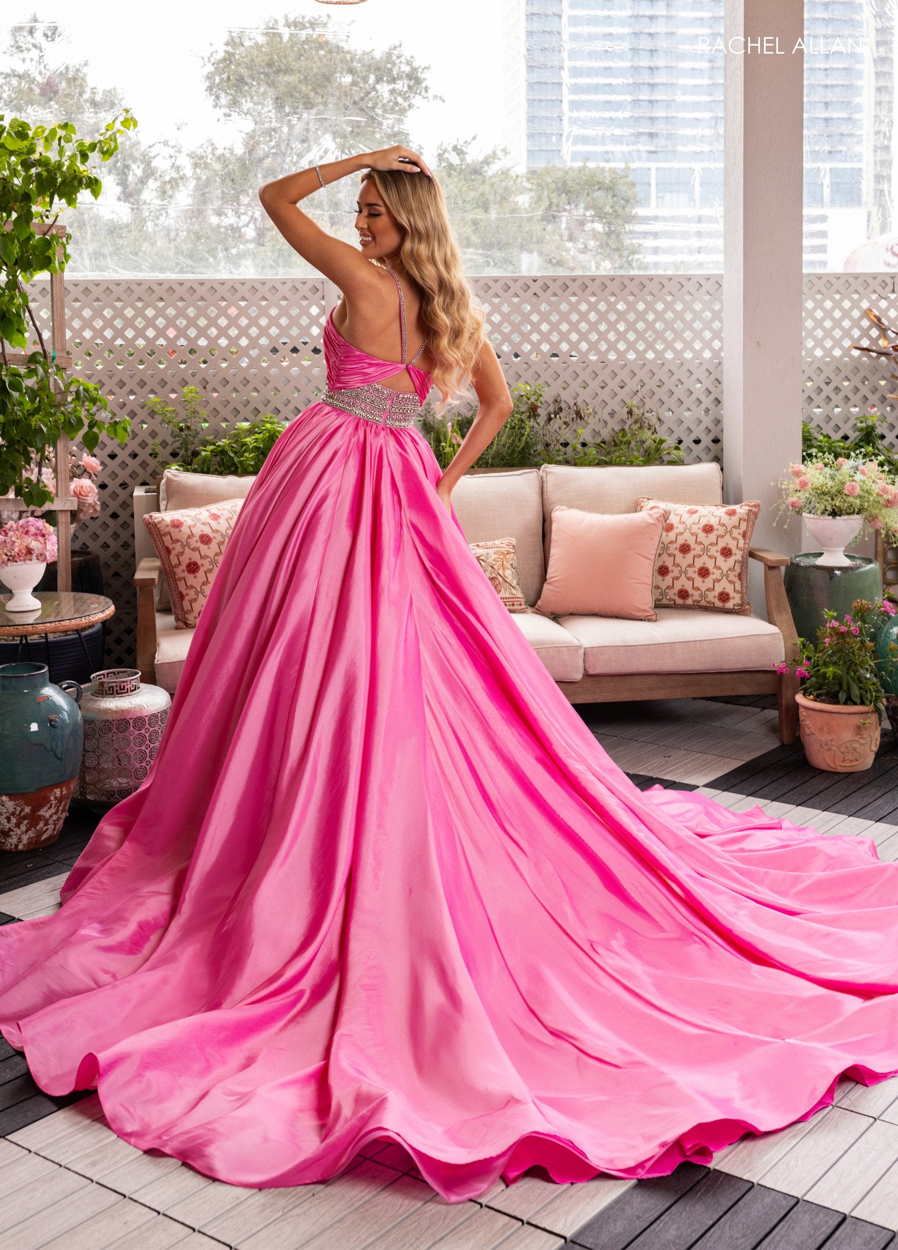 Rachel Allan 50376 Long Ball Gown Formal Prom Slit Dress