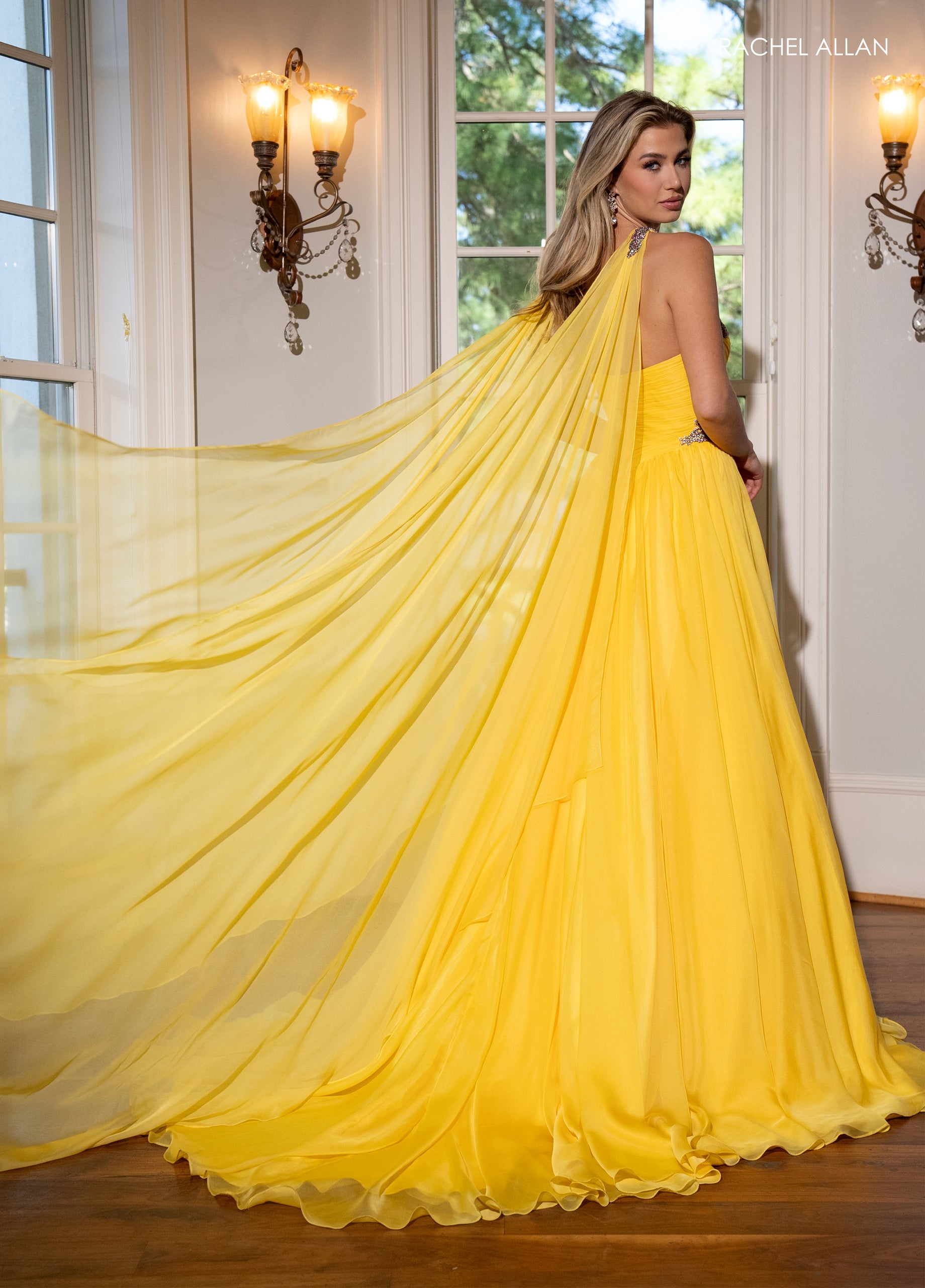 Prom Dresses Long Prom Slit Formal A Line Dress Yellow Multi