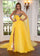 Prom Dresses Long Prom Slit Formal A Line Dress Yellow Multi