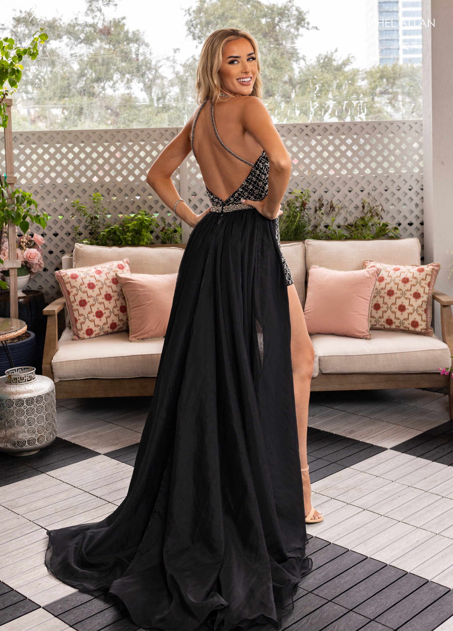 Rachel Allan 50380 Short Overskirt Beaded Cocktail Mini Jumpsuit