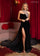 Prom Dresses Fitted Long Velvet Formal Slit Prom Dress Black