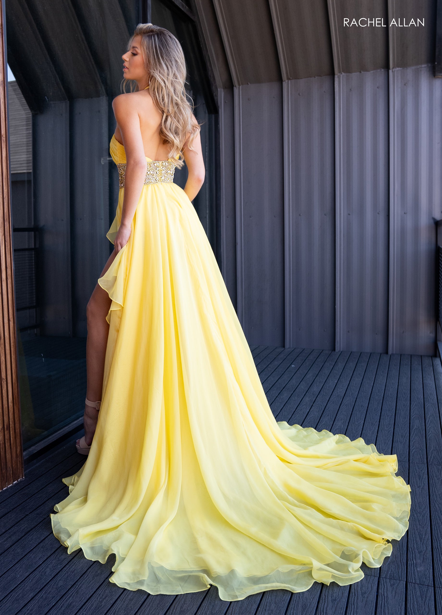 Rachel Allan 50294 A Line Formal Prom Long Slit Dress