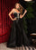 Prom Dresses Fitted Long Overskirt Formal Beaded Prom Dress Black
