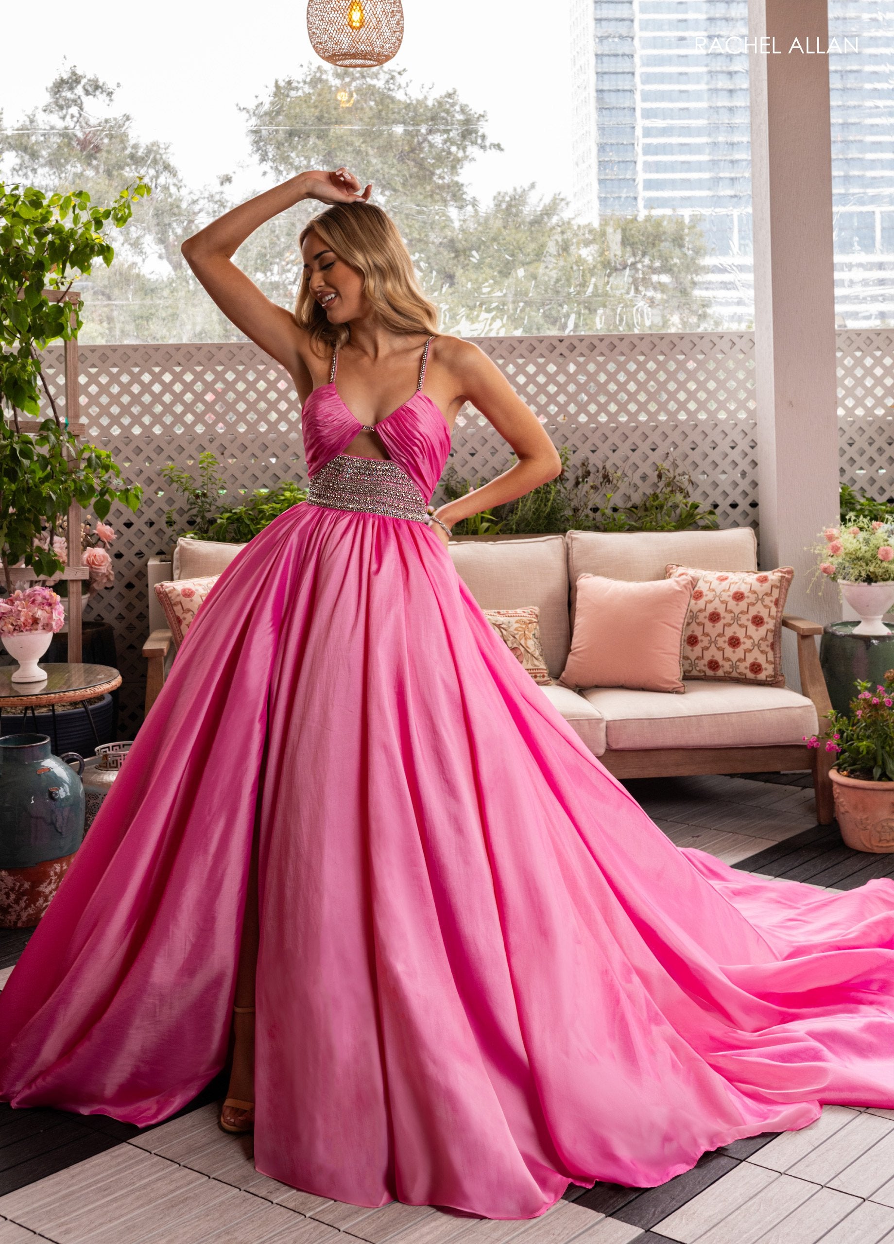 Prom Dresses Long Ball Gown Formal Prom Slit Dress Candy Pink
